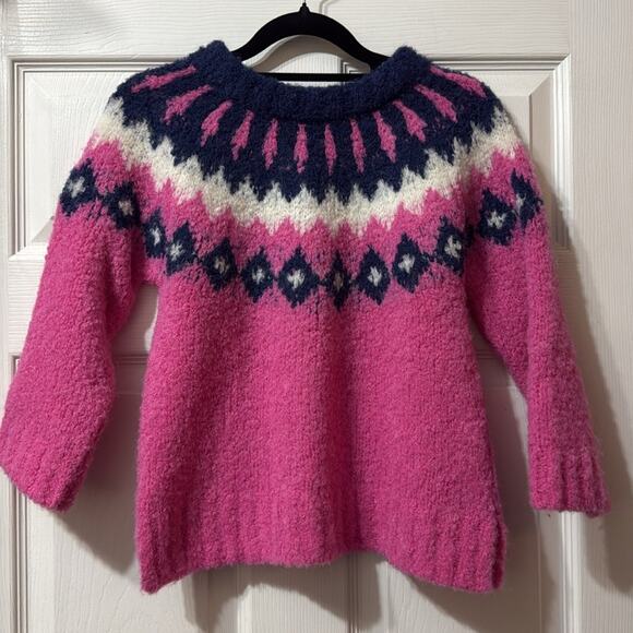 Smythe Pink Sweater Fair Aisle Preppy Alpaca XS Retails: $425 - Picture 8 of 9